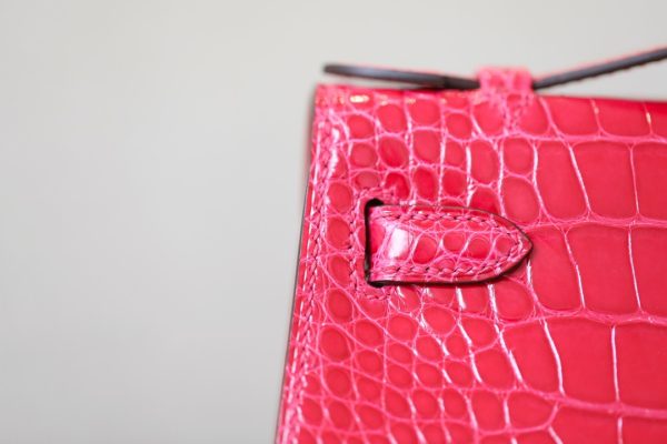 Kelly Pochette Alligator Bougainviuier (A5) Gold Hardware - Image 11