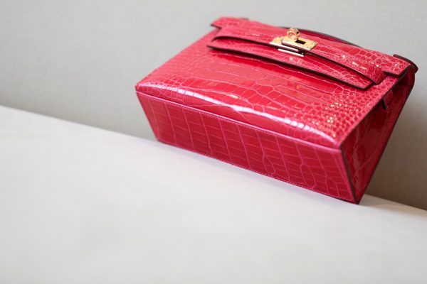 Kelly Pochette Alligator Bougainviuier (A5) Gold Hardware - Image 10