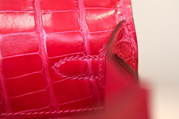 Kelly Pochette Alligator Bougainviuier (A5) Gold Hardware - Image 7