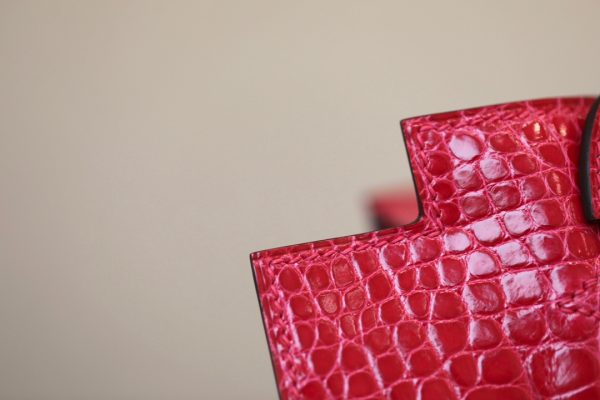 Kelly Pochette Alligator Bougainviuier (A5) Gold Hardware - Image 6