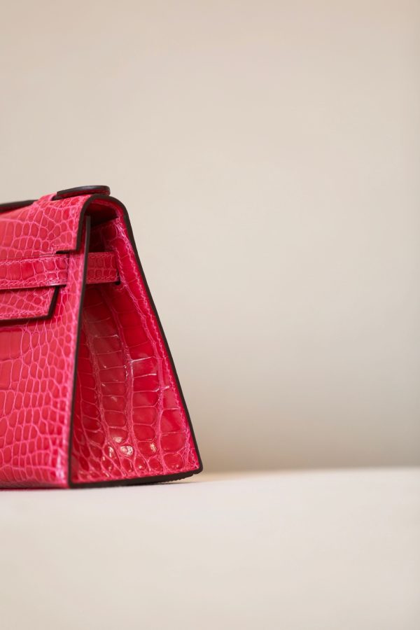 Kelly Pochette Alligator Bougainviuier (A5) Gold Hardware - Image 5