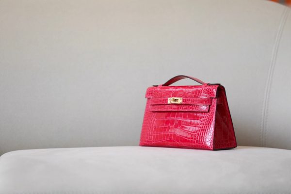 Kelly Pochette Alligator Bougainviuier (A5) Gold Hardware - Image 2