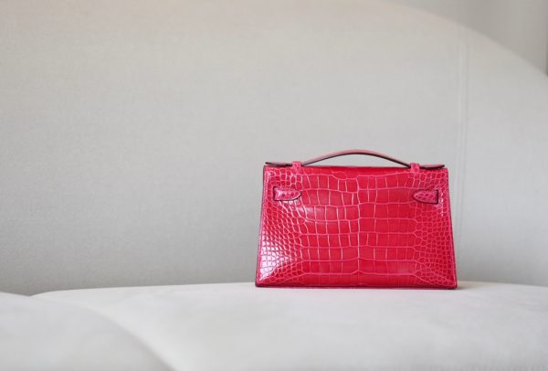 Kelly Pochette Alligator Bougainviuier (A5) Gold Hardware - Image 3