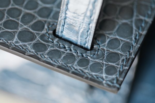 Kelly Pochette Alligator Blue Jean (75) Palladium Hardware - Image 6