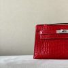 Kelly Pochette Alligator Braise (95) Palladium Hardware - Image 11