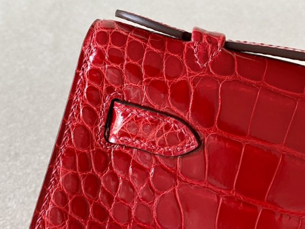 Kelly Pochette Alligator Braise (95) Palladium Hardware - Image 8
