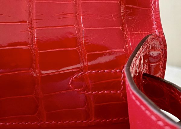 Kelly Pochette Alligator Braise (95) Palladium Hardware - Image 7