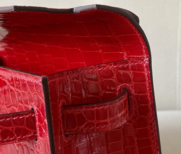 Kelly Pochette Alligator Braise (95) Palladium Hardware - Image 5