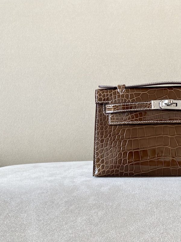 Kelly Pochette Alligator Ficelle (17) Palladium Hardware - Image 11