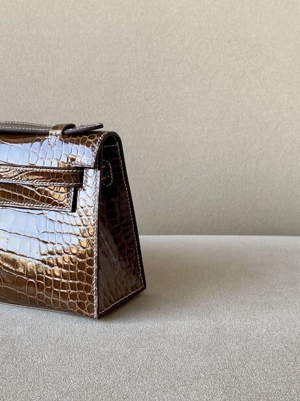 Kelly Pochette Alligator Ficelle (17) Palladium Hardware - Image 10