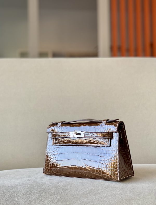 Kelly Pochette Alligator Ficelle (17) Palladium Hardware - Image 3