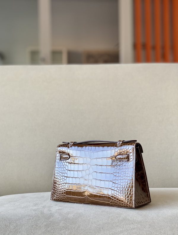 Kelly Pochette Alligator Ficelle (17) Palladium Hardware - Image 2