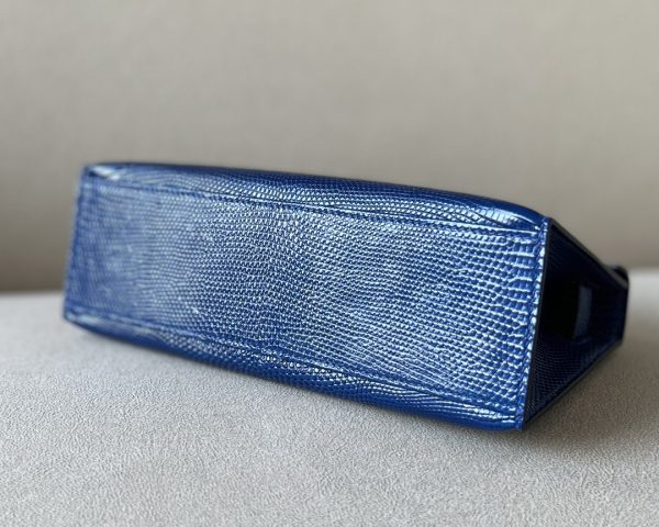 Kelly Pochette Lizard Blue Saphir (73) Palladium Hardware - Image 7