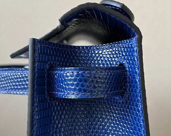 Kelly Pochette Lizard Blue Saphir (73) Palladium Hardware - Image 6
