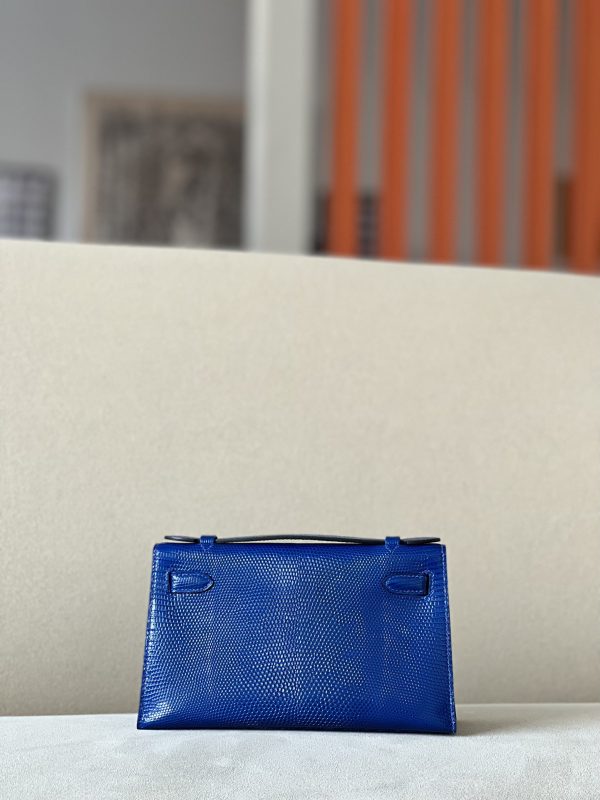 Kelly Pochette Lizard Blue Saphir (73) Palladium Hardware - Image 2