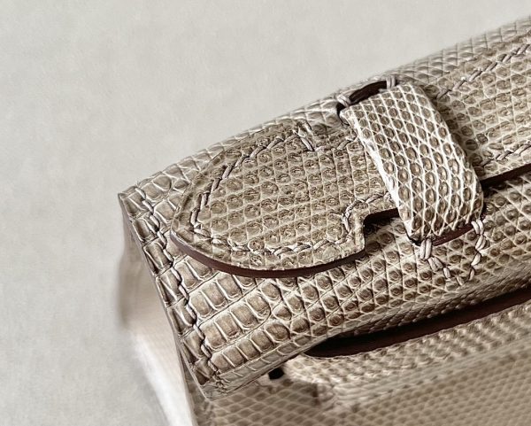 Kelly Pochette Lizard Ficelle (17) Palladium Hardware - Image 10