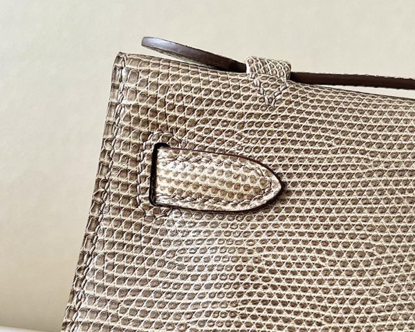 Kelly Pochette Lizard Ficelle (17) Palladium Hardware - Image 8