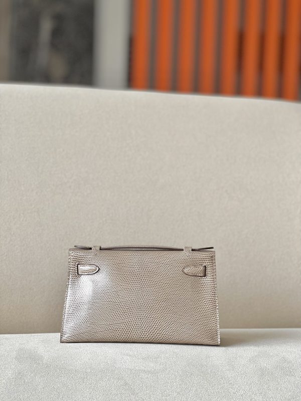Kelly Pochette Lizard Ficelle (17) Palladium Hardware - Image 3