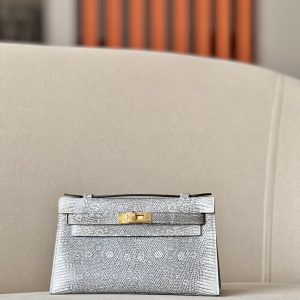 Kelly Pochette Lizard Ombre (1B) Gold Hardware