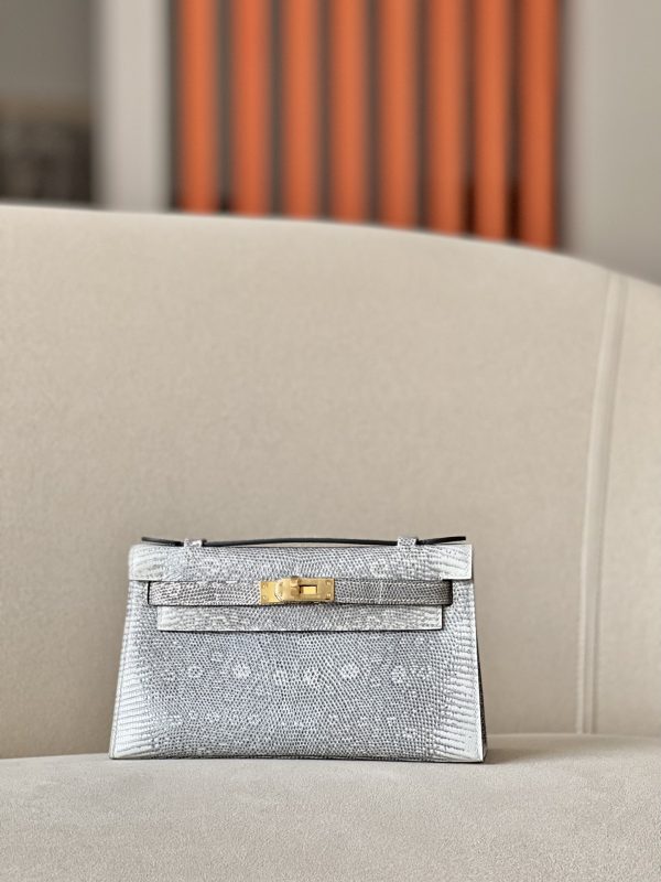 Kelly Pochette Lizard Ombre (1B) Gold Hardware