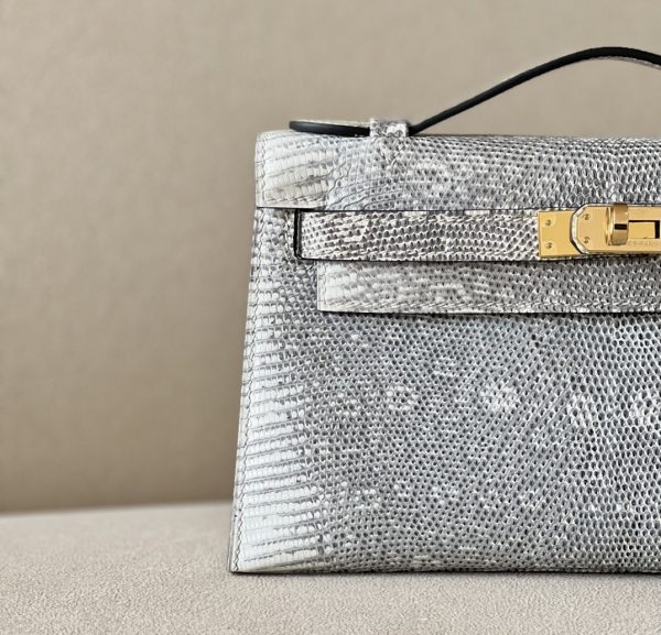 Kelly Pochette Lizard Ombre (1B) Gold Hardware - Image 11