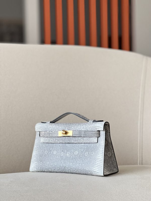 Kelly Pochette Lizard Ombre (1B) Gold Hardware - Image 3