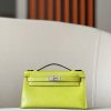 Kelly Pochette Lizard Vert Aris (66) Palladium Hardware
