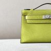Kelly Pochette Lizard Vert Aris (66) Palladium Hardware - Image 11