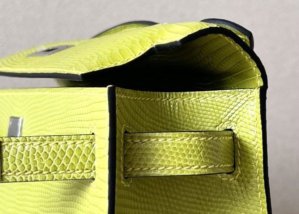 Kelly Pochette Lizard Vert Aris (66) Palladium Hardware - Image 5