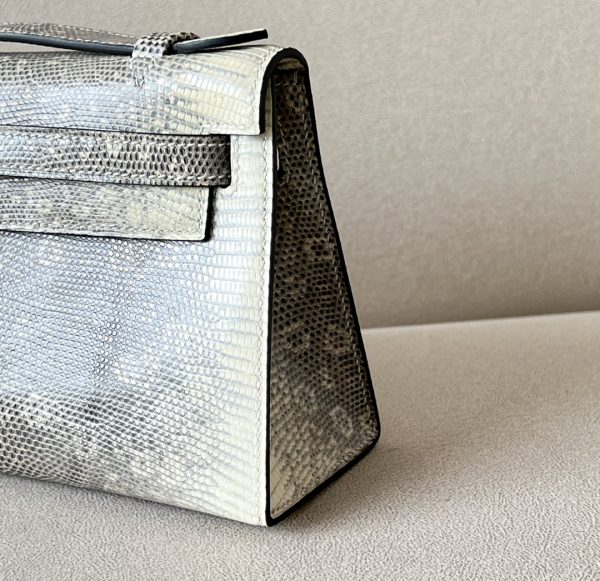 Kelly Pochette Lizard Ombre (1B) Palladium Hardware - Image 9