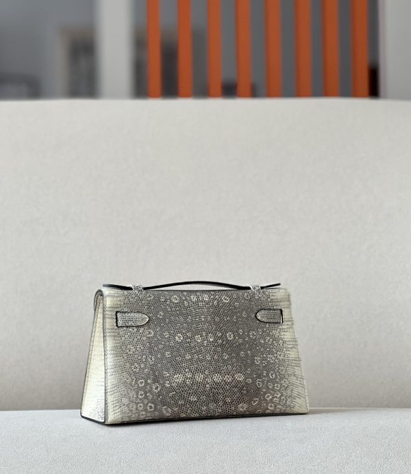 Kelly Pochette Lizard Ombre (1B) Palladium Hardware - Image 2