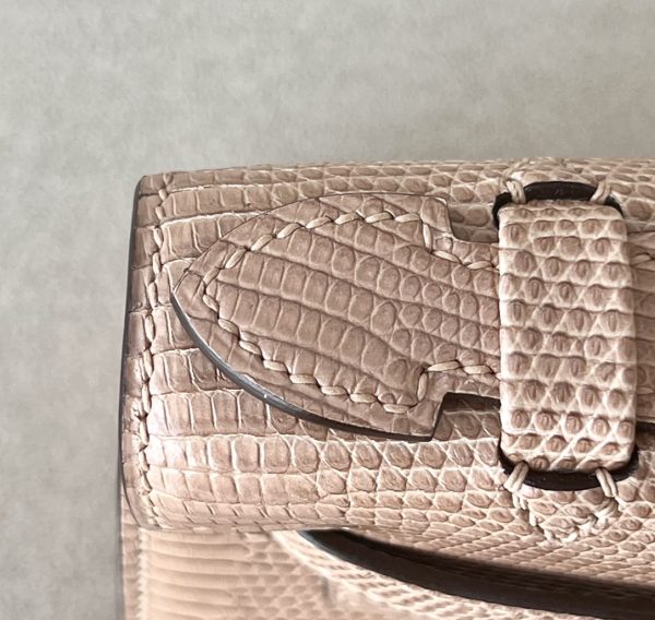 Kelly Pochette Lizard Rose Eglantine (P1) Gold Hardware - Image 10