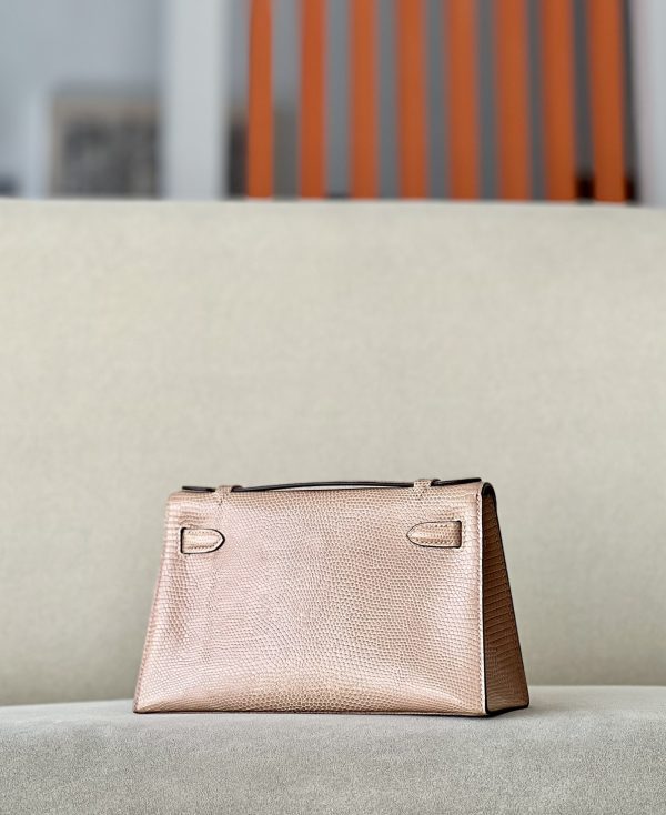 Kelly Pochette Lizard Rose Eglantine (P1) Gold Hardware - Image 3