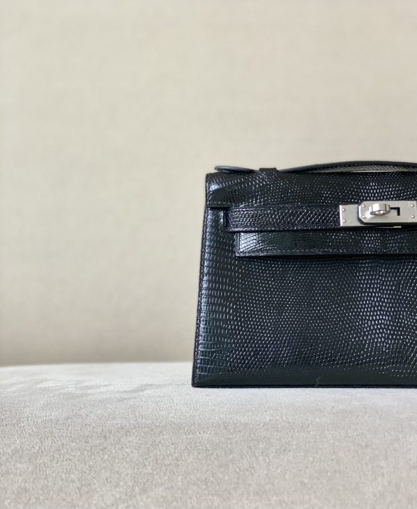 Kelly Pochette Lizard Nior (89) Palladium Hardware - Image 11