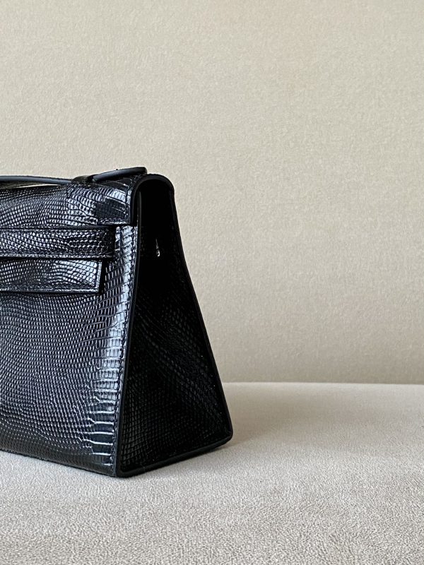 Kelly Pochette Lizard Nior (89) Palladium Hardware - Image 9