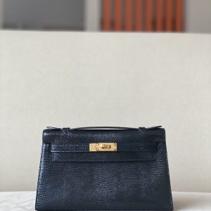 Kelly Pochette Lizard Nior (89) Gold Hardware