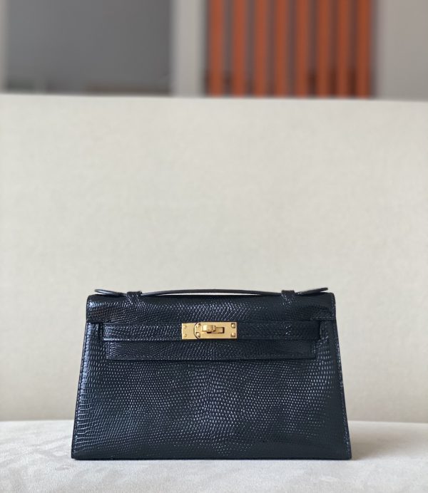 Kelly Pochette Lizard Nior (89) Gold Hardware