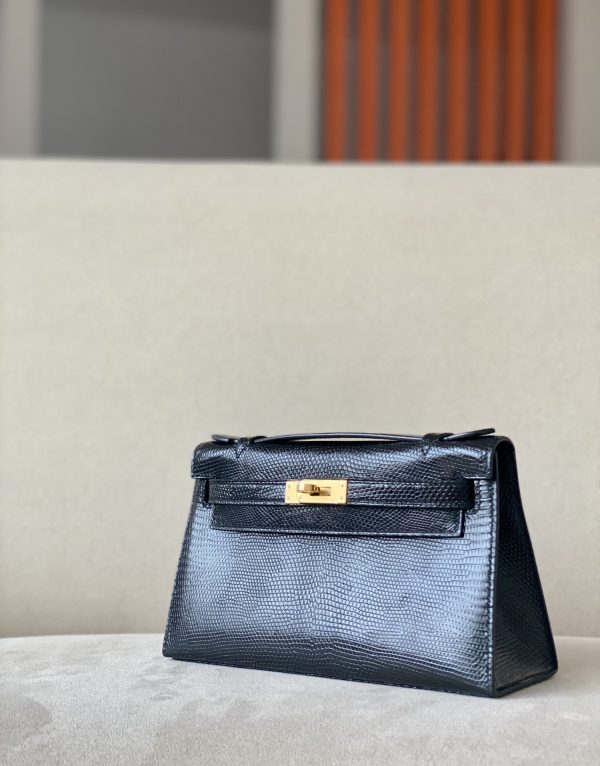 Kelly Pochette Lizard Nior (89) Gold Hardware - Image 2