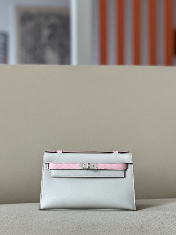 Kelly Pochette HSS Swift Beton(8L) And Rose Sakura(3Q)Palladium Hardware