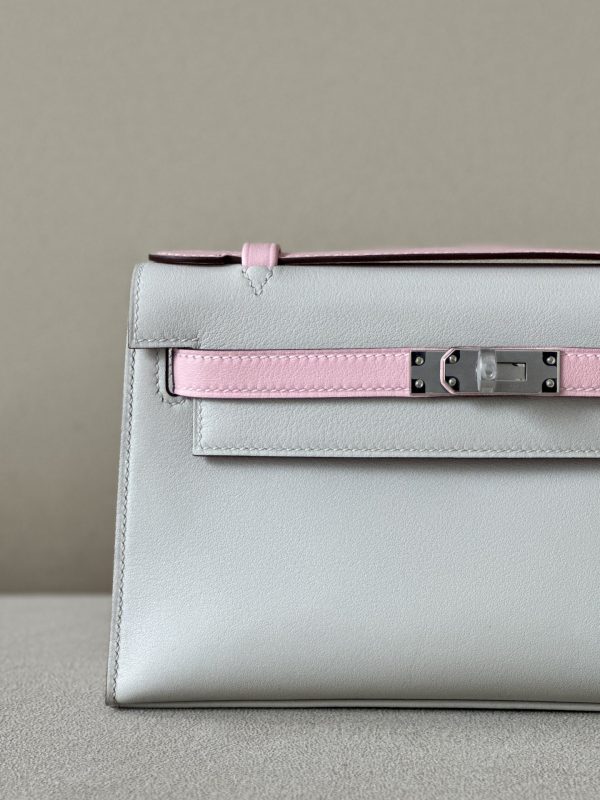 Kelly Pochette HSS Swift Beton(8L) And Rose Sakura(3Q)Palladium Hardware - Image 8