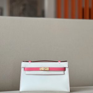 Kelly Pochette HSS Swift Beton(8L) And Rose Lipstick(U5)Gold Hardware