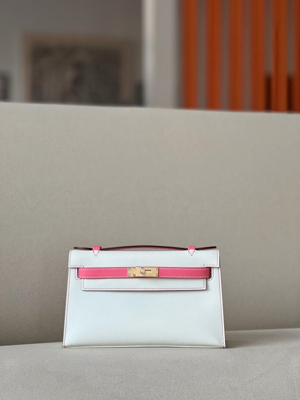 Kelly Pochette HSS Swift Beton(8L) And Rose Lipstick(U5)Gold Hardware