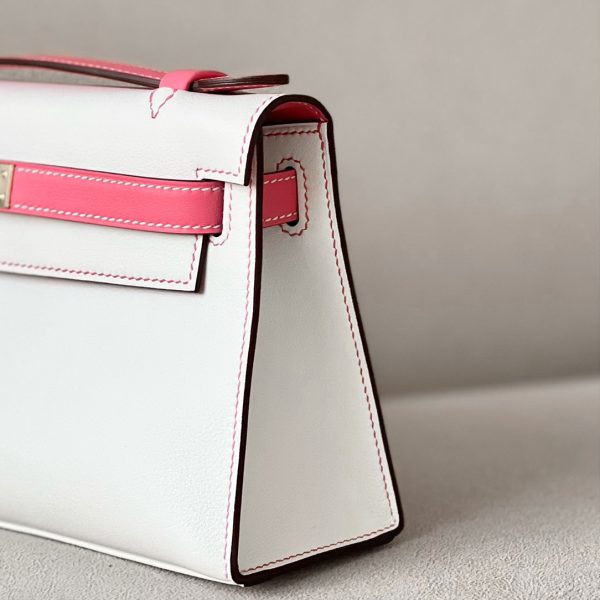 Kelly Pochette HSS Swift Beton(8L) And Rose Lipstick(U5)Gold Hardware - Image 11