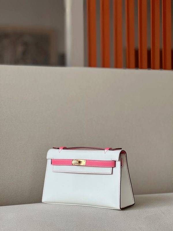 Kelly Pochette HSS Swift Beton(8L) And Rose Lipstick(U5)Gold Hardware - Image 3