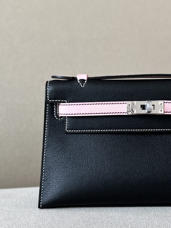 Kelly Pochette HSS Swift Nior(89) And Rose Sakura(3Q)Palladium Hardware - Image 11