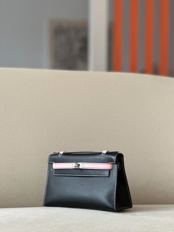 Kelly Pochette HSS Swift Nior(89) And Rose Sakura(3Q)Palladium Hardware - Image 3