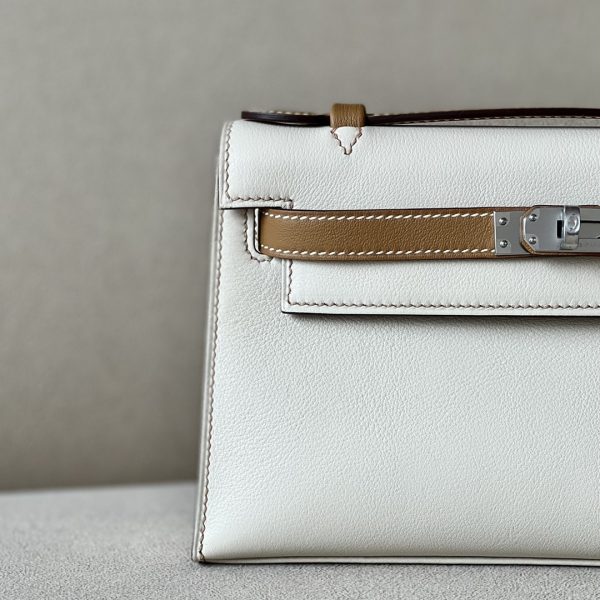Kelly Pochette HSS Swift Craie(10) And Biscuit(4B)Palladium Hardware - Image 9