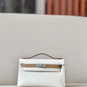 Kelly Pochette HSS Swift Craie(10) And Biscuit(4B)Palladium Hardware
