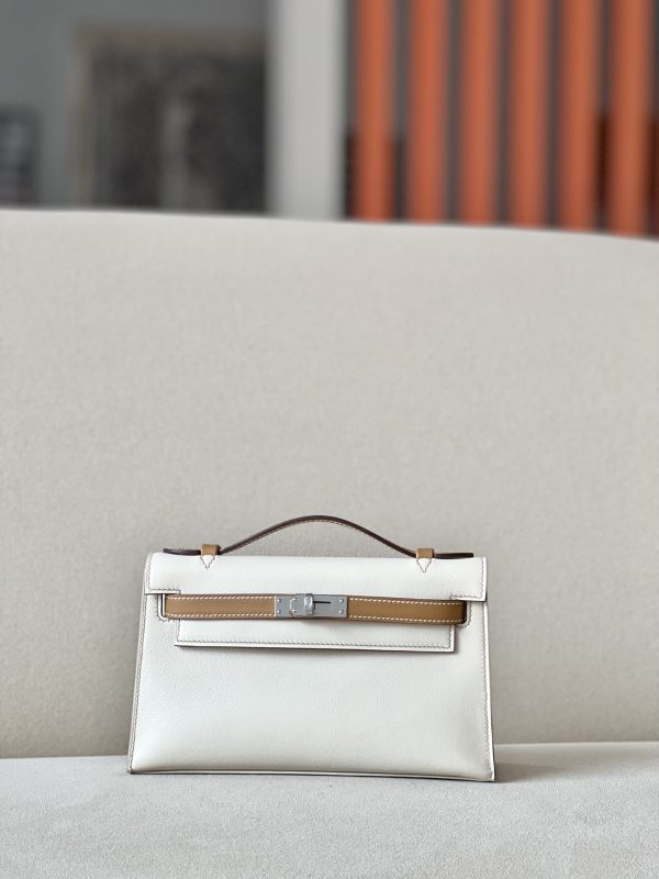 Kelly Pochette HSS Swift Craie(10) And Biscuit(4B)Palladium Hardware