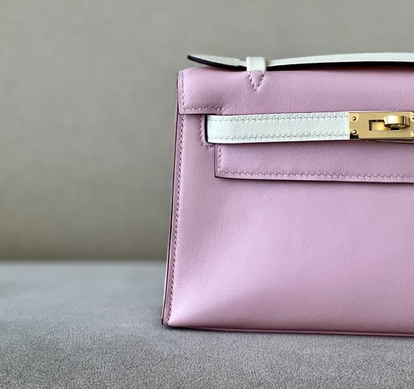 Kelly Pochette HSS Swift Rose Sakura(3Q) And Nata(I2)Gold Hardware - Image 11